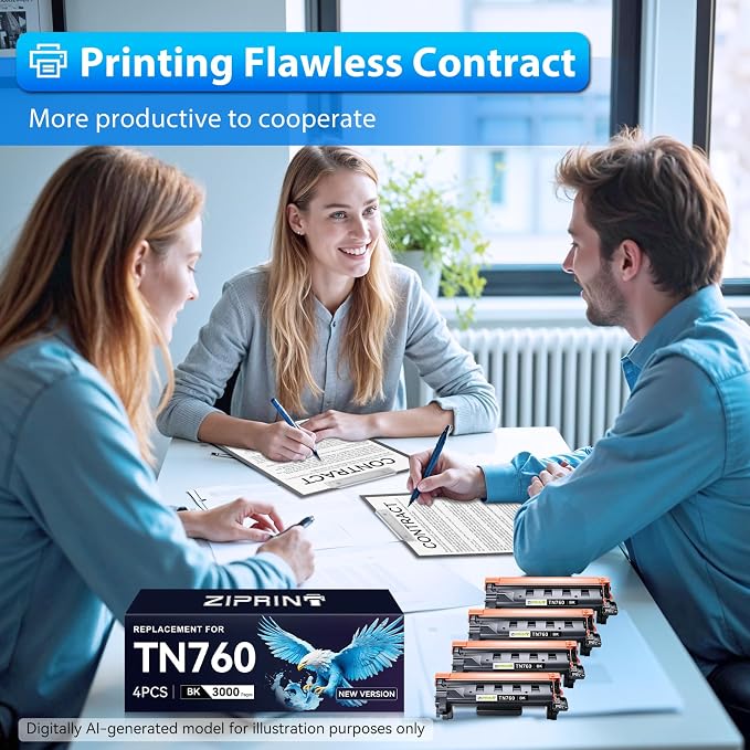 TN760 Toner Compatible with Brother TN-760 TN-730, MFC-L2710DW MFC-L2750DW | 4-Pack Black Toner, 3000 Pages, Easy Install, Fits MFC-L2717DW HL-L2395DW DCP-L2550DW, Ideal Prints for Home Office Printing