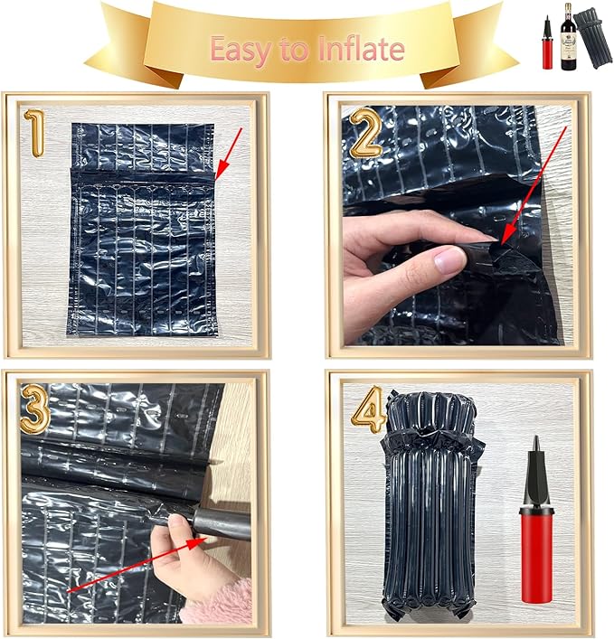 10 Wine Shipping Box Sets,Include 10 Wine Boxes for Shipping and 10 Bottle Protector Bags with 1 Reusable Air Pump,Inflatable Bubble Cushion Wrap for Transportation