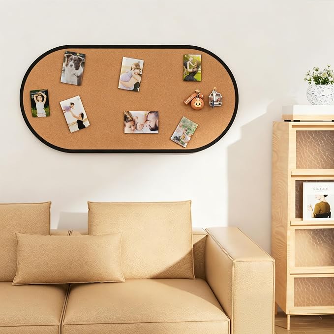 Felt Bulletin Board 47" x 24", Framed Cork Board Alternative with 30 Pins | Large Decorative Felt Pin Board with Frame, Vision Board for Office Home Bedroom Wall Decor, Photo Picture Display