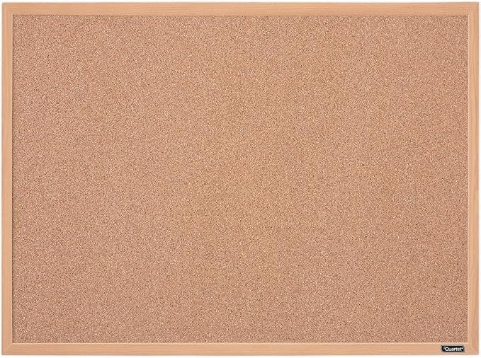 Quartet 35-380342Q Corkboard, Framed Bulletin Board, 17" x 23" Cork Board, Oak Finish Frame, Brown