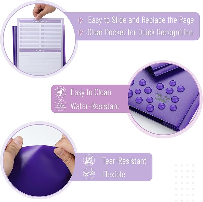 Mr. Pen- Plastic Folders with Pockets and Prongs, 24 Pack, Letter Size, Purple, Flexible Plastic Folders with Prongs, Clear Front Pocket and Card Slot