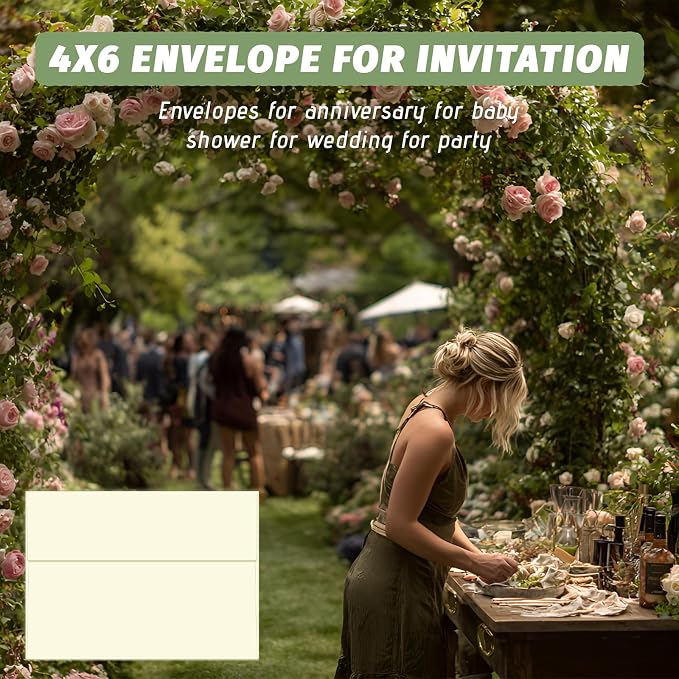 4x6 Envelopes For Invitation(50, Cream, A4) | A4 Envelope cream,50 pack 4x6 card Envelopes ivory,For weddings, greeting cards,baby shower,photos,birthday