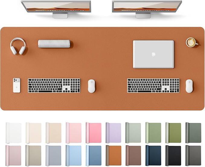 YSAGi Leather Desk Protector, Office Mat, Large Mouse Mat, Non-Slip PU Leather Blotter, Laptop Desk Mat, Waterproof Writing Pad for Office and Home(Brown, 63" x 24")