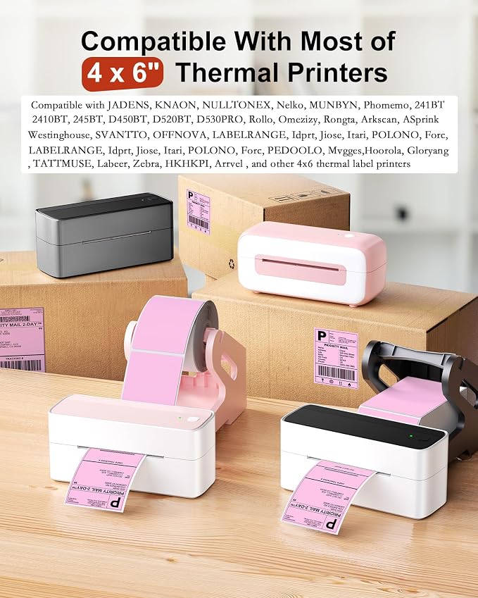 Phomemo 4x6 Thermal Shipping Labels, 100 PCS Address Postage Label Paper | Compatible with JADENS/NULLTONEX/Nelko/KNAON/Phomemo/Rollo/MUNBYN/Omezizy/Rongta/Arkscan/ASprink/and Other 4x6 Label Printers