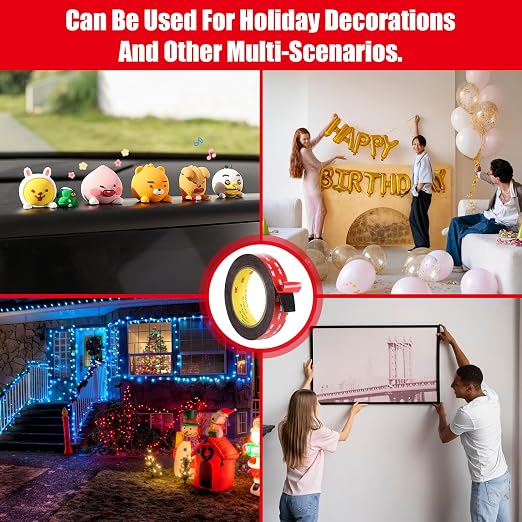 Double Sided Tape Heavy Duty, Waterproof Mounting Foam Tape, 16.5ft Length, 3.54in Width, High Temperature Resistant Adhesive Tape for Car, LED Strip Light, Office Decor, Uses VHB 5952 Raw Material