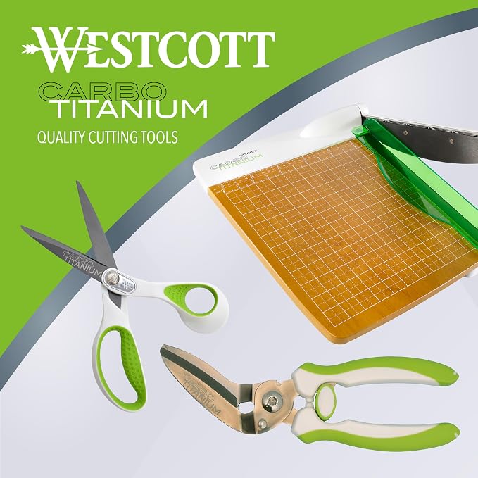 Westcott 16717 12-Inch CarboTitanium Wood Base Guillotine Paper Cutter, Multi-Paper Trimmer with 30 Sheet Capacity