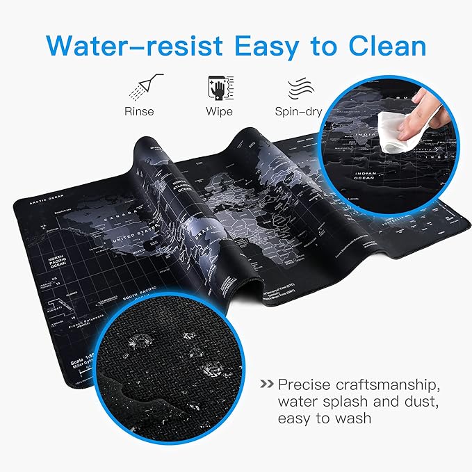 Gaming Mouse Pad,Hosimoln Large Mouse Pad Size 31.5x11.8 Thickness 0.1inches,Premium-Textured Non-Slip & Waterproof Computer Mousepad with Stitched Edges for Gaming, Office & Home-80x30 Map002