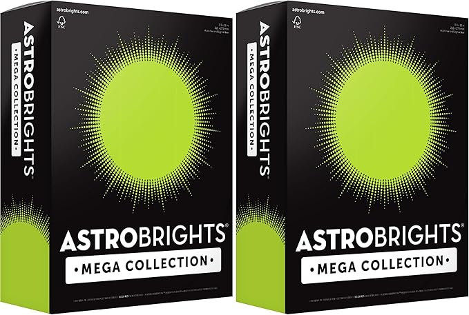 Astrobrights Mega Collection, Colored Paper, Neon Green, 625 Sheets, 24 lb/89 gsm, 8.5" x 11" - MORE SHEETS! (91672) (Pack of 2)