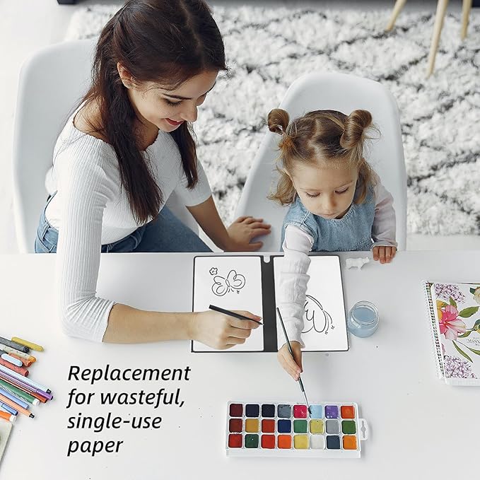 Reusable A5 Dry Erase Notebook Include a Wipeable Pen and Rag,9.4x6.5 Inch Erasable Notebook Whiteboard Notebook,Wipeable Notebook PU Hardcover for Office and Taking Notes(Light Cyan)