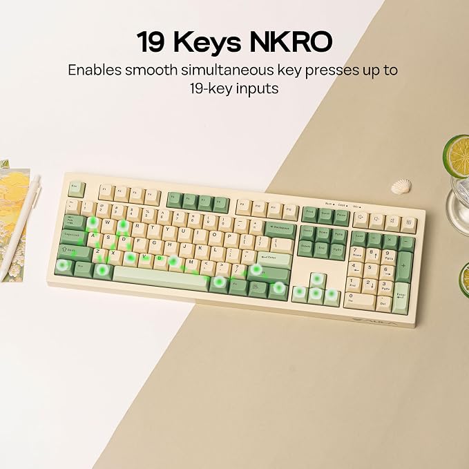 MechLands Aula S102 Membrane Gaming Keyboard w/Number Pad, 100% Full Size | Silent Keyboard for Office/PC Game, USB-C Wired, RGB Backlit, Creamy Silicone Structure, Ergonomic Stands (Yellow)