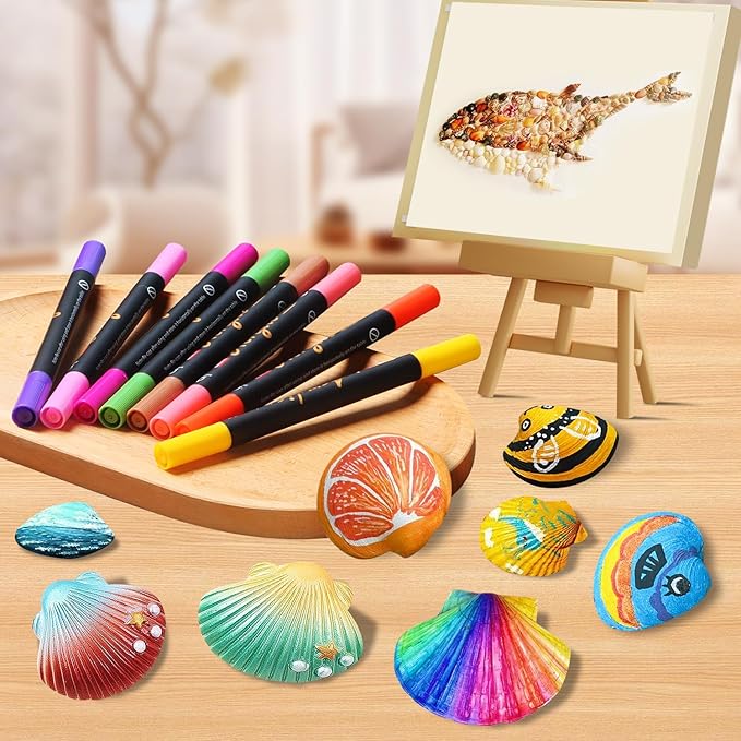 Acrylic Paint Pens Markers, 36 Colors Dual Tips Waterproof Paint Markers For Rock Painting, Fabric, Metal, Glass, Wood, Canvas, Ceramic, Plastic, Non-Toxic & Odor, Premium Art And DIY Craft Supplies