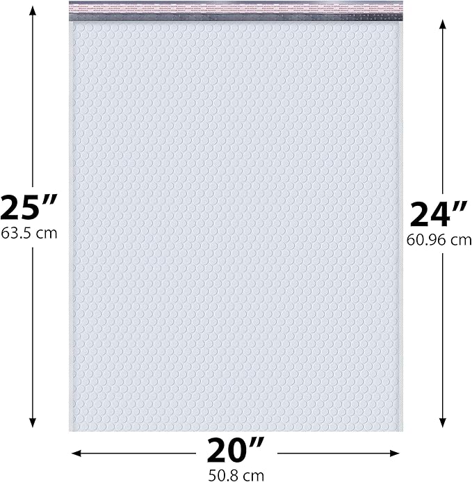 White Poly Bubble Mailers 20x25 Inch #10 | Self Seal Large Padded Envelopes | Air Cushioned Bubble Mailer | Usable Size 20x24 Inch | Waterproof Lightweight Mailing Shipping Bags | 50 Pack