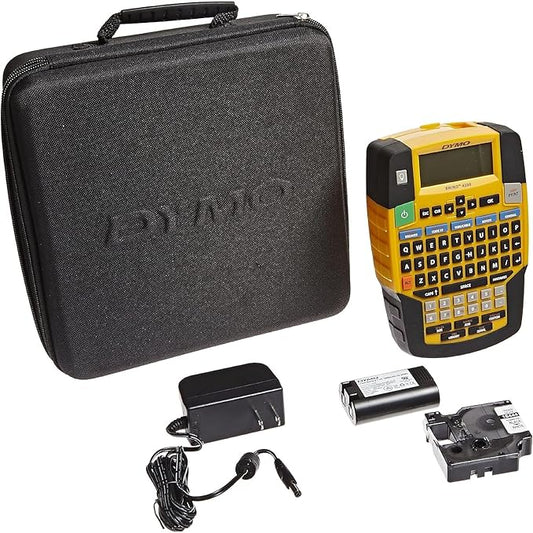 DYMO Rhino 4200 Industrial Label Maker Carry Case Kit with 1 Roll of 1/2" All-Purpose Vinyl Labels, Black on White