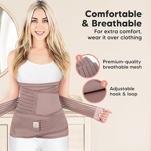 3 in 1 Postpartum Belly Support Recovery Wrap – Postpartum Belly Band, After Birth Brace, Slimming Girdles, Body Shaper Waist Shapewear, Post Surgery Pregnancy Belly Support Band (Dusty Plum, 2XL)