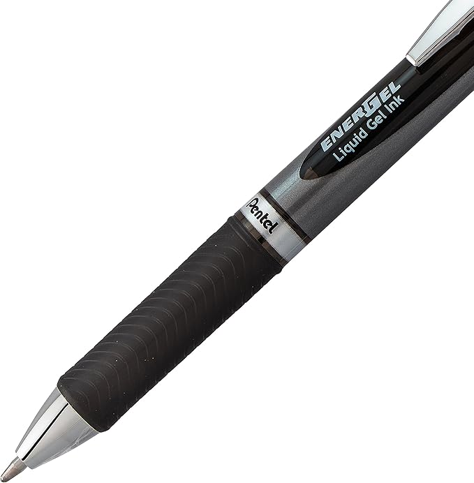 Pentel Energel RTX Retractable Liquid Gel Pen, Bold Line, Metal Tip, Black Ink Pack of 2 (BL80BP2A)