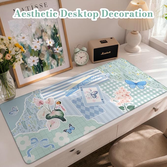 iCasso Floral Computer Mouse Pad, Desk Mat for Desktop | Keyboard and Mouse Pad, Non-Slip Mousepad with Smooth Surface, Cute Desk Accessories for Home Office Dorm