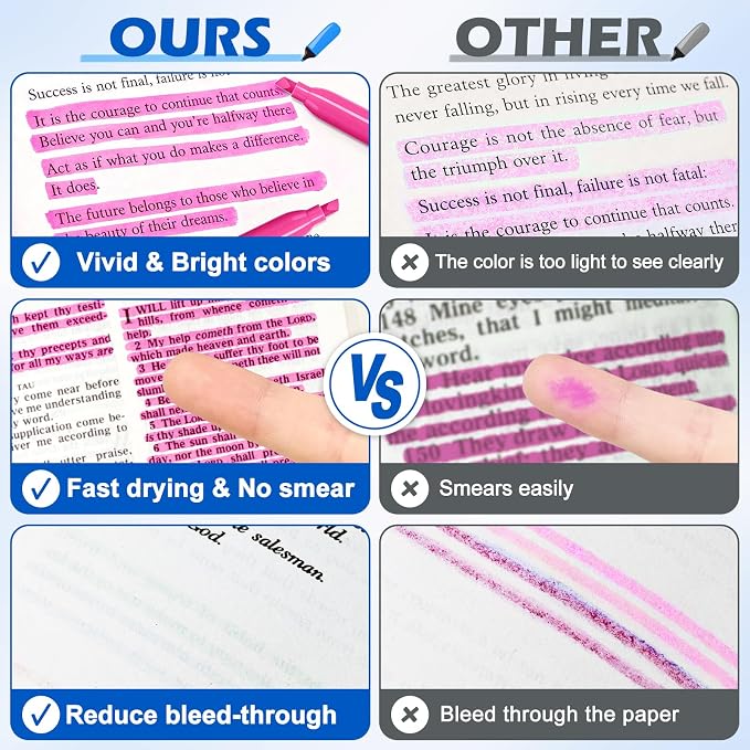 Duchong Highlighters, 30 Packs Pink Highlighter Bright Colors Bulk, Chisel Tip Dry-Quickly No Bleed Highlighter Markers for Adults Kids, Office Classroom Must Have, School Supplies for Teachers