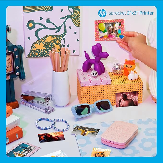 HP Sprocket Portable 2x3 Inch Instant Photo Printer (Blush Pink) Print Pictures on Zink Sticky-Backed Paper From Your iOS & Android Device