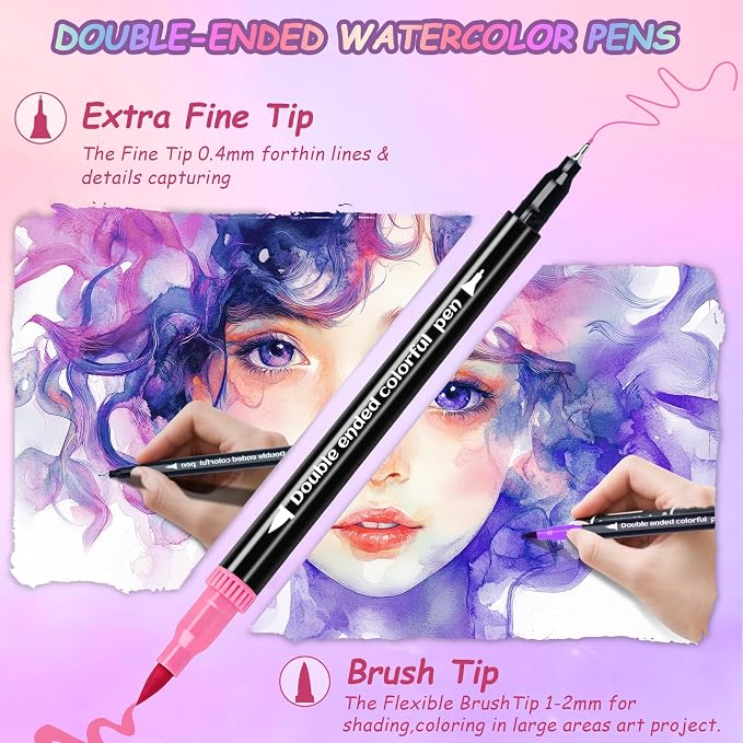 72 Colors Dual Markers Brush Pens, Art Markers Colored Pens for Adult Coloring Books, Brush and Fine Point Dual Tip Artist Colored Marker Set