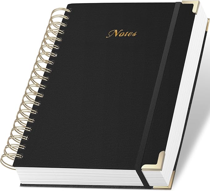 Spiral Notebook Journal, 328 Pages Linen Hardcover College Ruled Notebook, Lined Thick Journals for Women Men, A4 Thick Spiral Journal for Writing, 100GSM Paper, Cute Notebooks for Work School