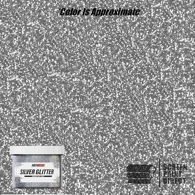 Rapid Cure® Silver Glitter Screen Printing Ink (Pint - 16 oz.) - Silk Screen Ink for Fabric and Textiles, Non Phthalate Formula for Shirt Printing - Perfect Addition to Your Screen Printing Kit