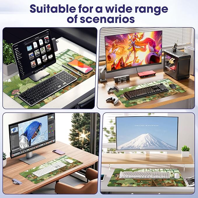 Professional Extended Gaming Mouse Pad - 31.5" x 15.7" Large Desk Mat with Stitched Edges, Waterproof Coating Non-Slip Rubber Base for Gamers Esports Pros Office Home, Frog03