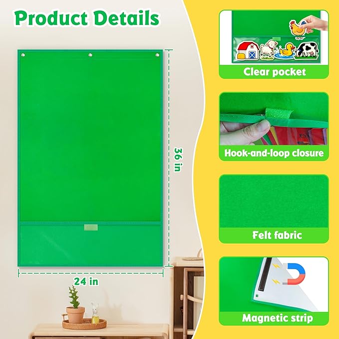 Felt Board for Toddlers, 24"x36" Felt Board for Wall | Includes 30 Self Adhesive Dots Perfect for Learning, Organization, and Creative Play | Classroom Must Haves School Supplies for Teachers