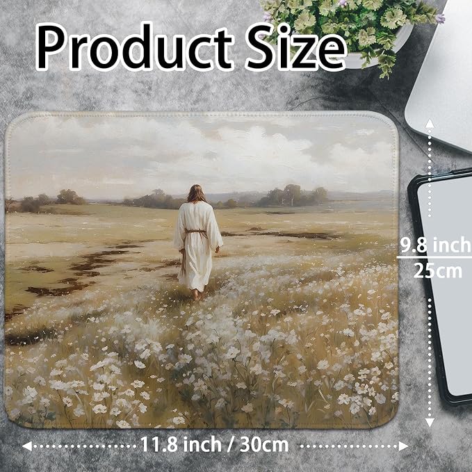 Jesus Small Mouse Pads Christian Mouse Pad, Rectangle Flroal Travel Computer Mouse Mats for Desk Aesthetic Religious Mouse Pads for Desk Christian Gifts for Women 11.8x9.8