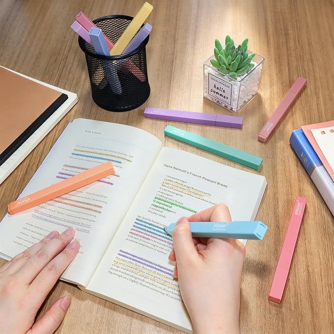 Bible Highlighters,Assorted Colors, Cute Paste Chisel Tip 8 pack | Chisel Tip,Aesthetic,No Bleed,Dry Fast, Bible Study for Planner Notes School Supplies