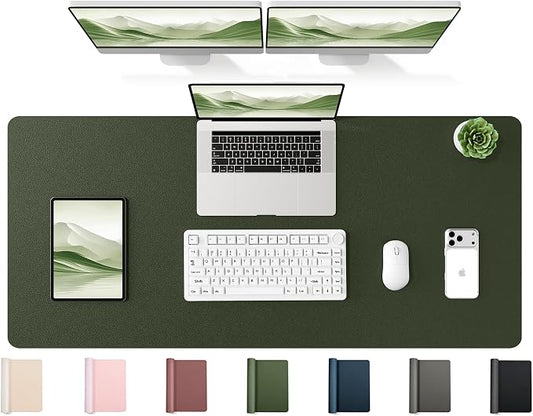 YSAGi 47.2" x 17" Large PU Leather Desk Mat for Keyboard and Mouse - Waterproof Non-Slip Desk Pad Protector for Office, Home, Writing Desk, Olive Green