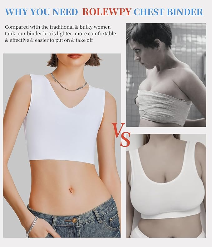 Rolewpy Chest Binder for Transgender FTM Women Binder Bra Tomboy Breast Binder Tank Top