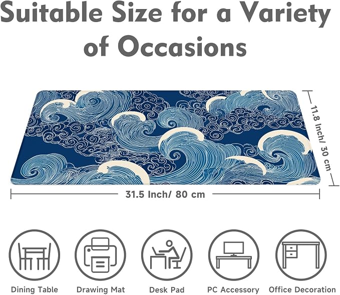 Desk Mat Mouse Pad Gaming Desk Pad XL Large Mouse Mat Office Decor Accessories (Blue B)