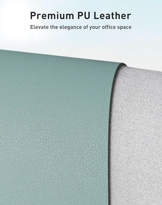 Aothia Faux Leather Desk Mat - Large Mouse Pad, Non-Slip PU Leather Blotter, Waterproof Writing Surface for Office and Home (Light Blue, 42" x 17")