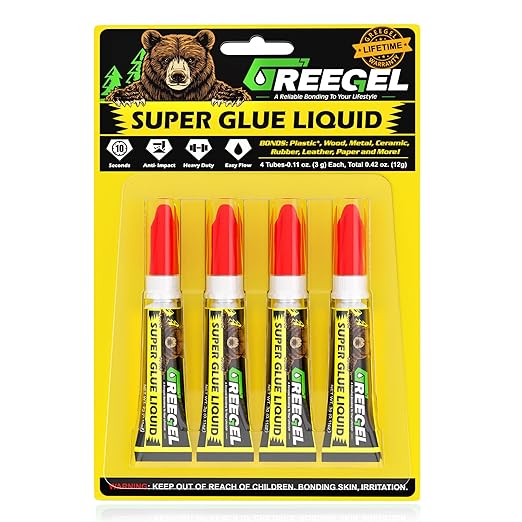 Super CA Glue 4 x 3G - Clear Superglue Liquid, Multi-Purpose Instant Cyanoacrylate Adhesive for Ceramic Metal DIY Craft Hobby Model Wood 3D Printing, Strong Bonding Single Use