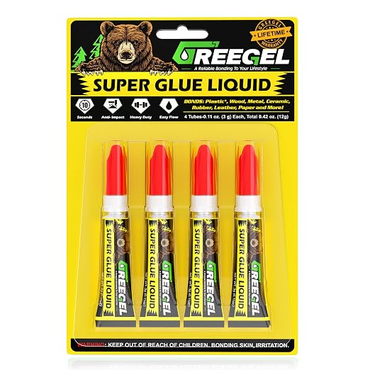 Liquid Super Glue 4 x 3G, Clear CA Glue for Plastic, Wood, Metal | Multi-purpose Clear Superglue Liquid, Strong Instant Bond, for Metal, Ceramic, Crafts, Hobby Models, 3D Printing Repairs