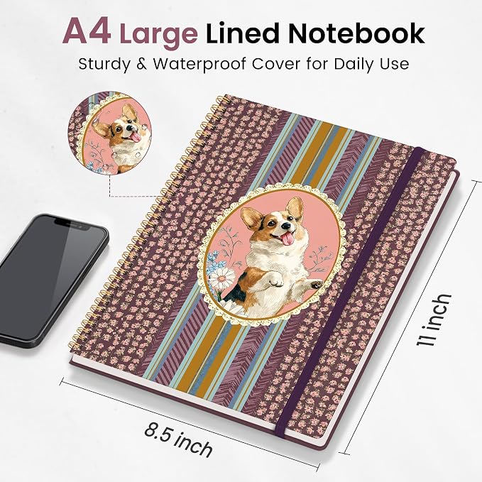 Large Spiral Lined Journal for Women and Men, Notebook for Work | Petal Joy 8.5" x 11" Notebooks for Note taking, Writing & Journaling, College Ruled Pages, Plastic Cover