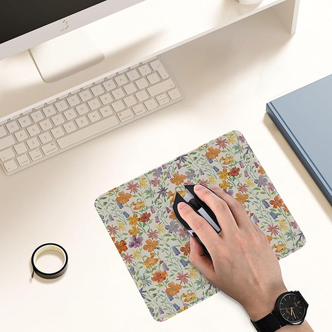 Premium Stitched Mouse Pad 10.2 x 8.3 in | Smooth, Washable Desk Mat with Non-Slip Base | Personalized Cute MousePads for Gaming,Work,Laptop, Computer, Office, Home (Spring Blooms)
