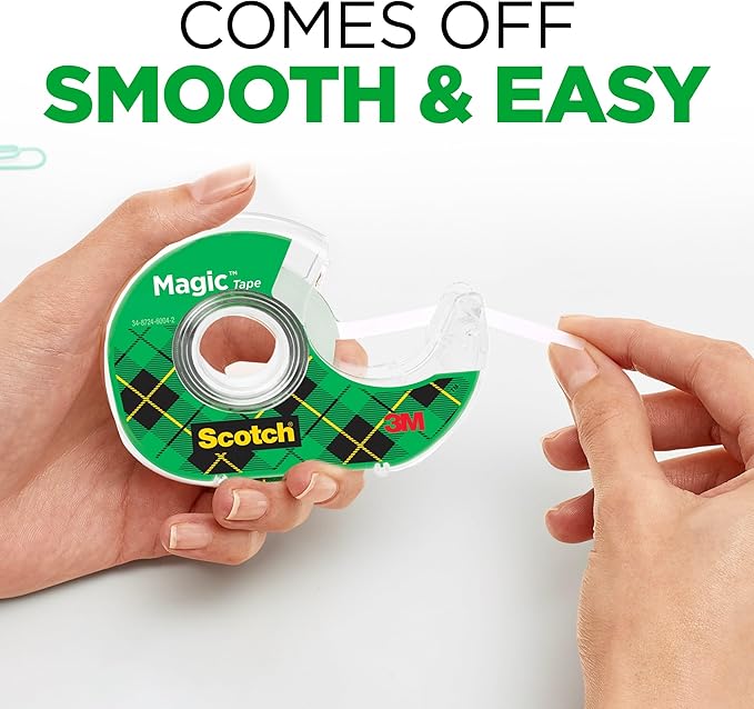 Scotch Magic Tape, Invisible, Home Office Supplies and Back to School Supplies for College and Classrooms, 6 Tape Rolls with Dispensers