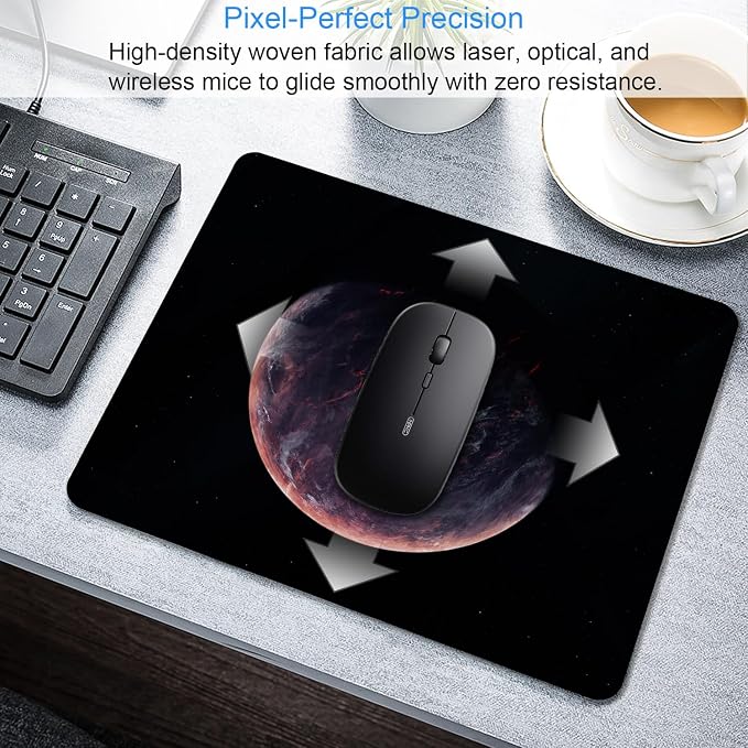 Sci-Fi Galaxy Planet Mouse Pad, 9.5"x7.9" Non-Slip Desk Mat 3mm | Personalized printed square mousepad with lava planet. Clean-cut flush edges & premium smooth cloth for gaming or office.