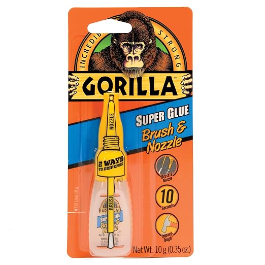 Gorilla Super Glue with Brush & Nozzle Applicator, 10 Gram, Clear, (Pack of 24)