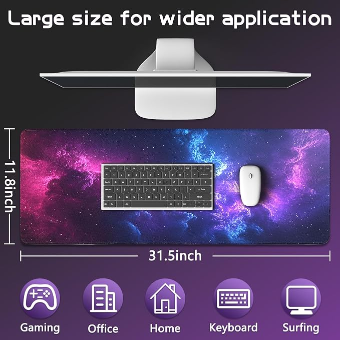 Mouse Pad Gaming - Desk Mat for Keyboard and Mouse - Large Mouse Pads for Desk, Gaming Mousepad with Non-Slip Base, Desks Pad (31.5" X 11.8") for Game, Office and Home