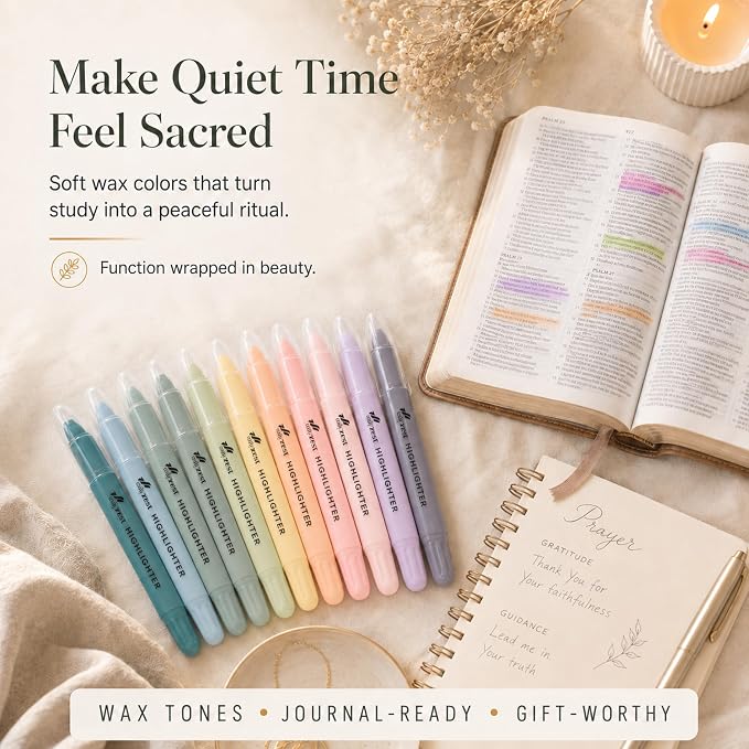 10 Pack Bible Safe Highlighters - Dusty Color, Wax Highlighters | No Bleed, Scripture Markers for Journaling, Study Accessories and School Supplies