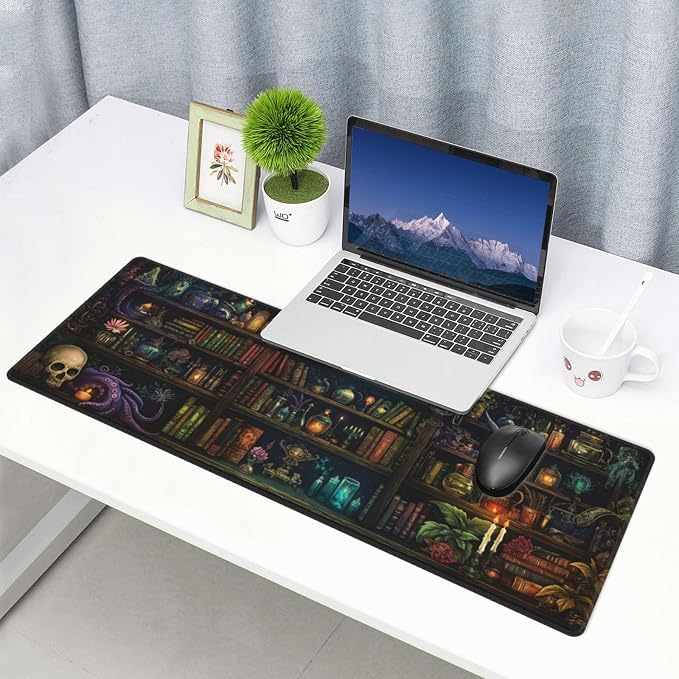 Library Mysterious Mouse Pad XL Large Mousepad Non Slip Rubber Base Desk Mat for Laptop Computer Gaming 31.5" X 12"