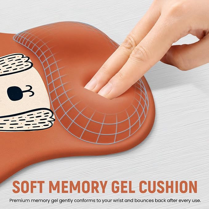 Ergonomic Mouse Pad with Wrist Rest, Gel Wrist Support, Brown Puppy | 10.2 x 7.6 in Mouse Pad with Smooth Fabric Surface and Non-Slip Rubber Base for Office, Home, Study, and Gaming