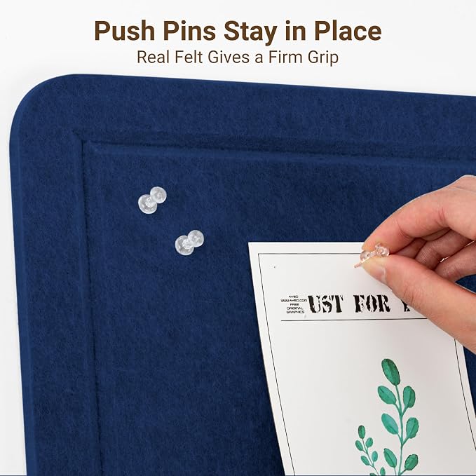 AKTOP Foldable Felt Bulletin Board for Wall, 48x36 inches, Blue | Large Cork Board Alternative with 25 Pushpins, Decorative Photo Display Board Pin Board 4x3, For Home, Office & School