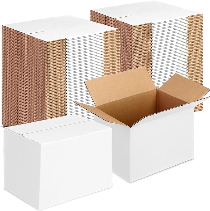 Yeaqee 72 Pcs Shipping Boxes Corrugated Cardboard Small Shipping Boxes for Packaging Mailing Packing Moving Small Business Storage Crafts Gifts(6x4x4 Inch,White)