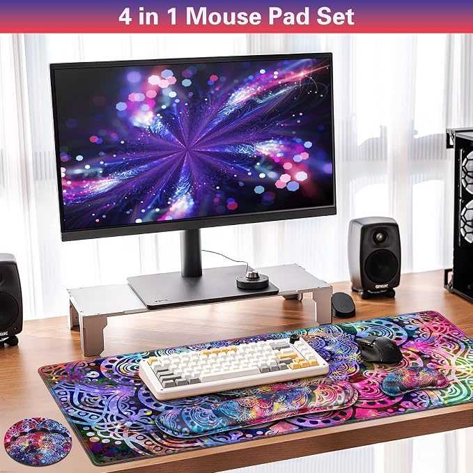 Canjoy Desk Mat with Wrist Rest, Keyboard and Mouse Pad Wrist Support Pad ﻿ | 4-in-1 Big Large Mouse Pad(35.4×15.7in) + Keyboard Wrist Rest + Coaster, Extended Keyboard Mat Computer Desk Pad Memory Foam