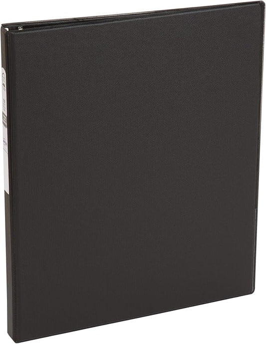 Avery® Standard 3 Ring Binder, 0.5" Round Rings, 1 Black Binder | For School, Home and Everyday Organization, Two Clear Interior Pockets, Nonstick PVC-Free Material, Lay-Flat Pages