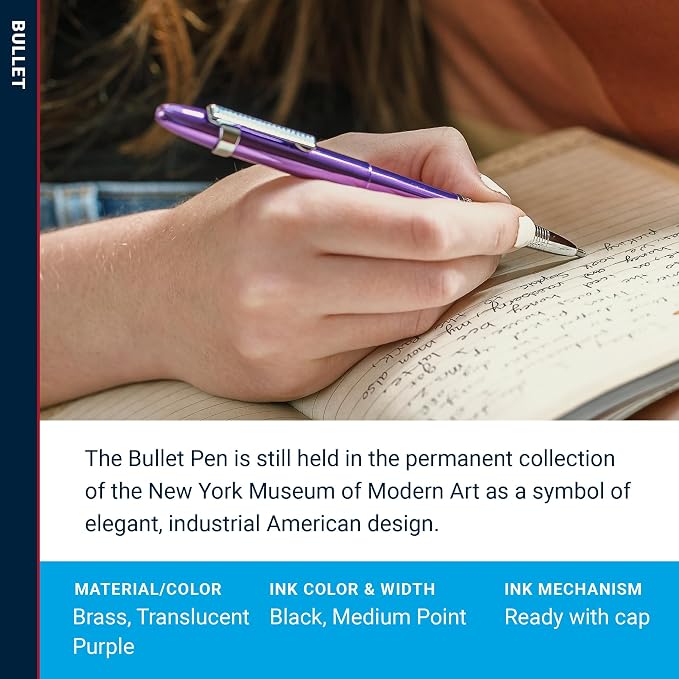 Fisher Space Pen Purple Haze Pressurized Ballpoint Bullet Pen, Gift Box | Compact Size, Writes Upside Down and in Extreme Temperatures, Black Ink, Medium Point, Pocket Clip, Made in the USA