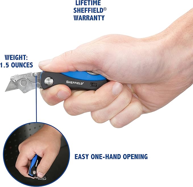 Sheffield Mini Box Cutter, Mini Utility Knife Aluminum Handle, Accepts Mini Utility Blades, Keychain Knife for Home, Office, Trades, and Warehouse